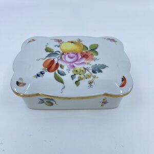 vintage herend porcelain bonbonnerie hand painted fruit floral insect design